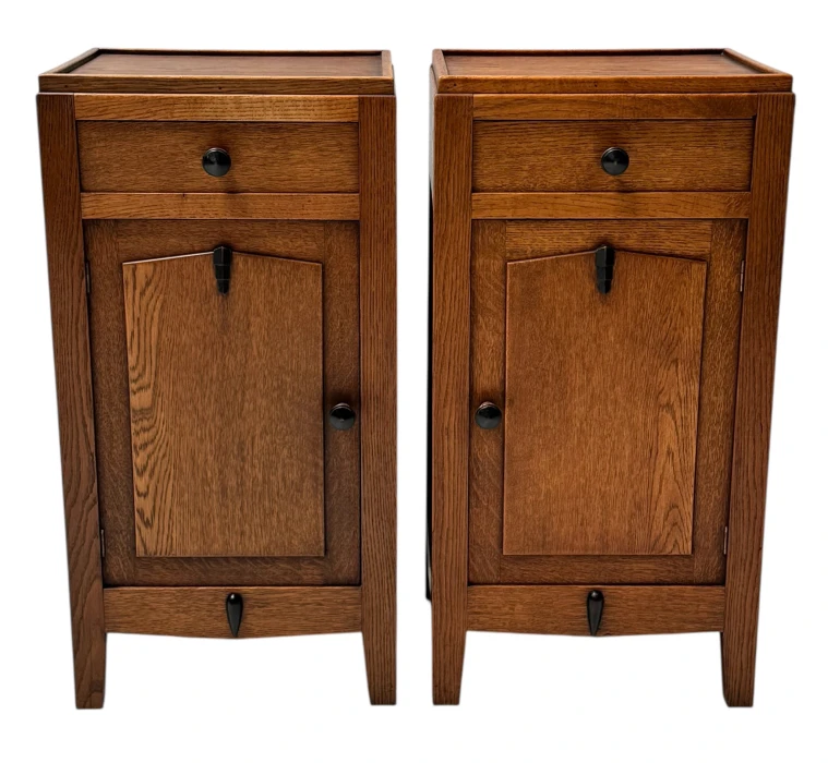 Two Art Deco Amsterdamse School Nightstands or Bedside Tables, 1920s